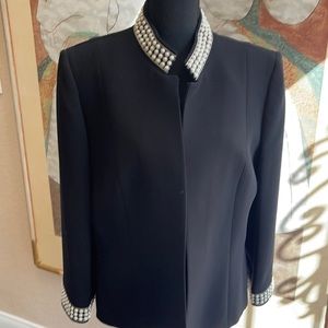 this is a gorgeous Allegan black jacket trimmed and pearls